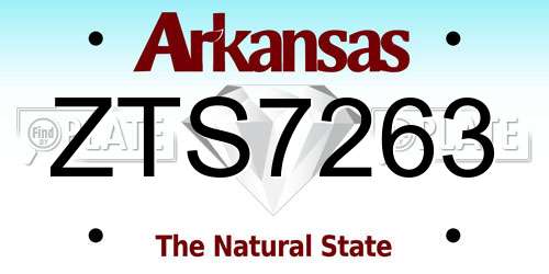 ZTS7263 Arkansas License Plate