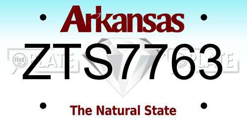 ZTS7763 Arkansas License Plate