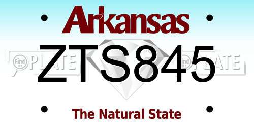 ZTS845 Arkansas License Plate