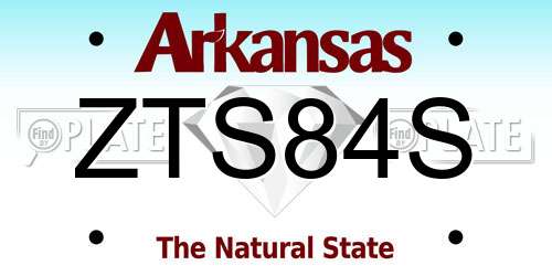 ZTS84S Arkansas License Plate