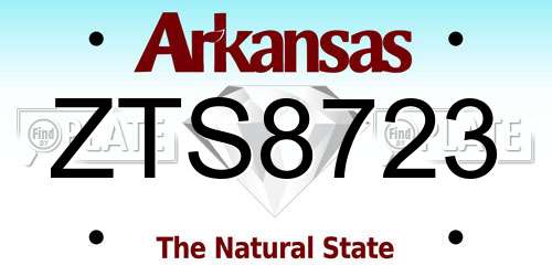 ZTS8723 Arkansas License Plate