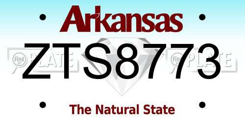 ZTS8773 Arkansas License Plate