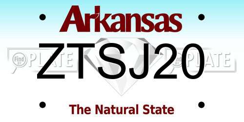 ZTSJ20 Arkansas License Plate