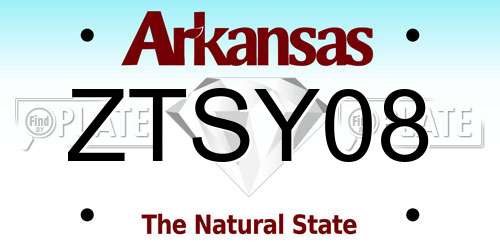 ZTSY08 Arkansas License Plate