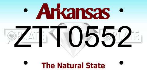 ZTT0552 Arkansas License Plate