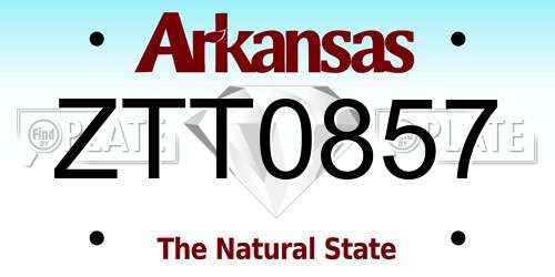 ZTT0857 Arkansas License Plate