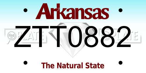 ZTT0882 Arkansas License Plate