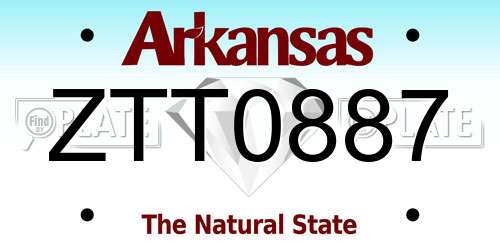 ZTT0887 Arkansas License Plate