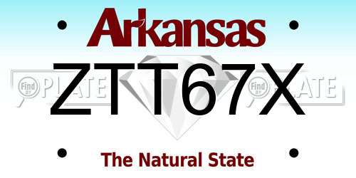 ZTT67X Arkansas License Plate