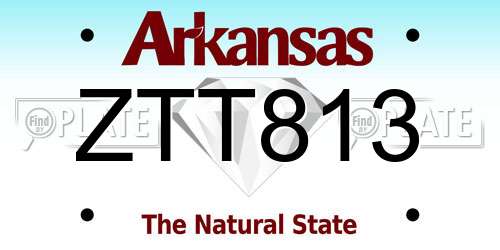 ZTT813 Arkansas License Plate