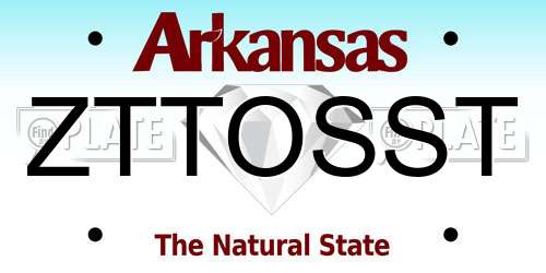 ZTTOSST Arkansas License Plate
