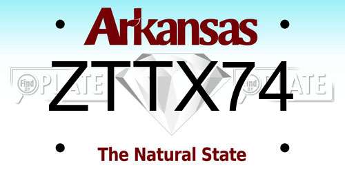 ZTTX74 Arkansas License Plate