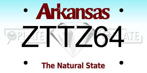 ZTTZ64 Arkansas License Plate