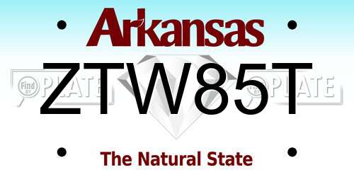 ZTW85T Arkansas License Plate