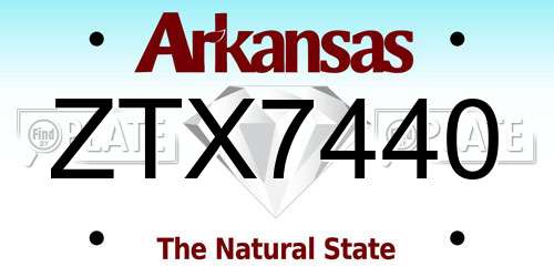 ZTX7440 Arkansas License Plate