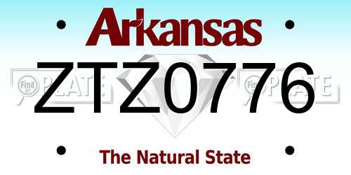 ZTZ0776 Arkansas License Plate