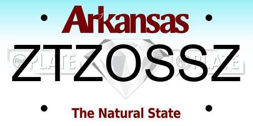 ZTZOSSZ Arkansas License Plate