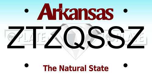 ZTZQSSZ Arkansas License Plate