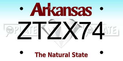 ZTZX74 Arkansas License Plate