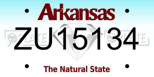 ZU15134 Arkansas License Plate