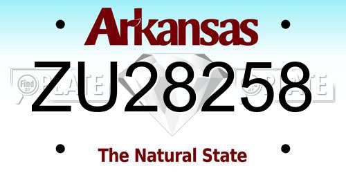 ZU28258 Arkansas License Plate