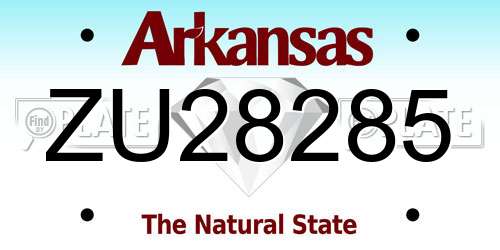 ZU28285 Arkansas License Plate