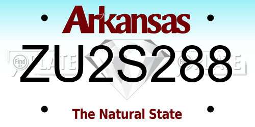 ZU2S288 Arkansas License Plate