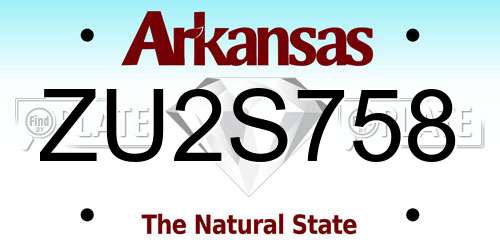 ZU2S758 Arkansas License Plate
