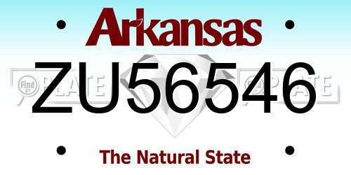 ZU56546 Arkansas License Plate