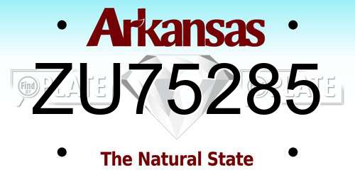 ZU75285 Arkansas License Plate