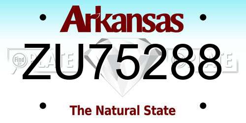 ZU75288 Arkansas License Plate