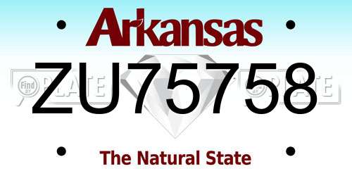 ZU75758 Arkansas License Plate
