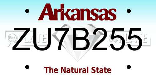 ZU7B255 Arkansas License Plate