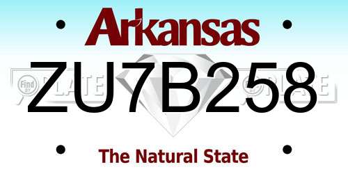 ZU7B258 Arkansas License Plate