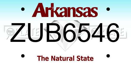 ZUB6546 Arkansas License Plate
