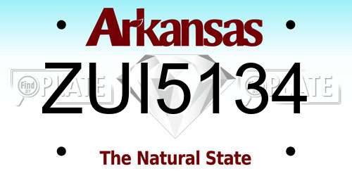 ZUI5134 Arkansas License Plate