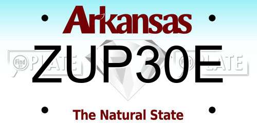 ZUP30E Arkansas License Plate