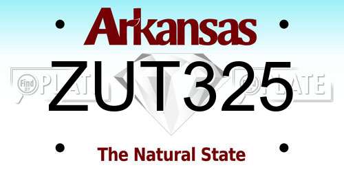 ZUT325 Arkansas License Plate