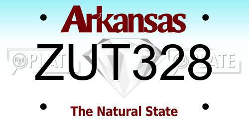 ZUT328 Arkansas License Plate