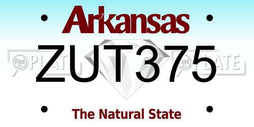 ZUT375 Arkansas License Plate