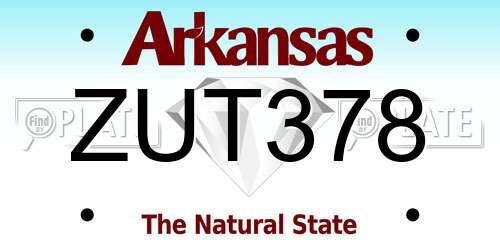 ZUT378 Arkansas License Plate