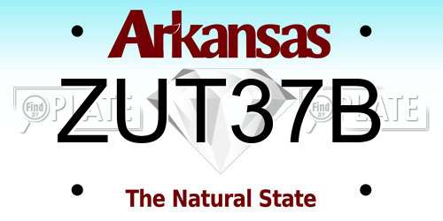 ZUT37B Arkansas License Plate