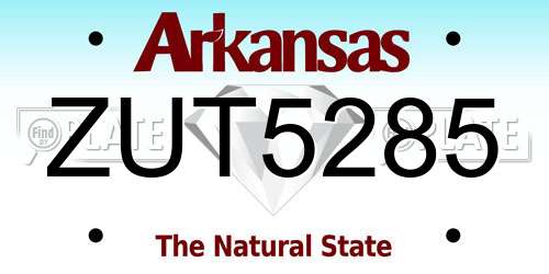ZUT5285 Arkansas License Plate