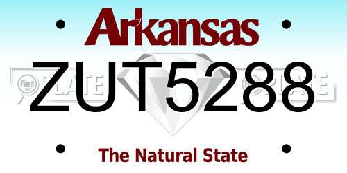 ZUT5288 Arkansas License Plate