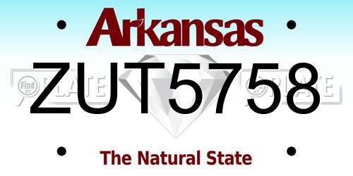 ZUT5758 Arkansas License Plate