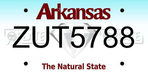 ZUT5788 Arkansas License Plate