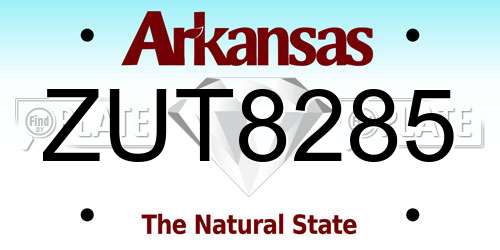 ZUT8285 Arkansas License Plate