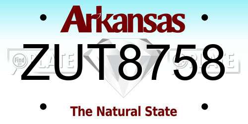 ZUT8758 Arkansas License Plate