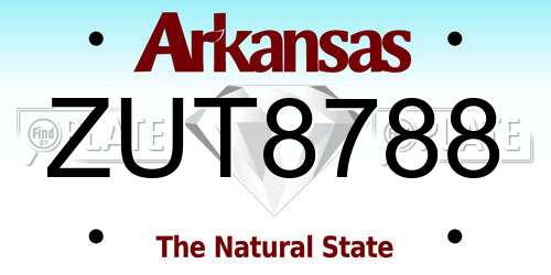ZUT8788 Arkansas License Plate