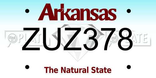 ZUZ378 Arkansas License Plate